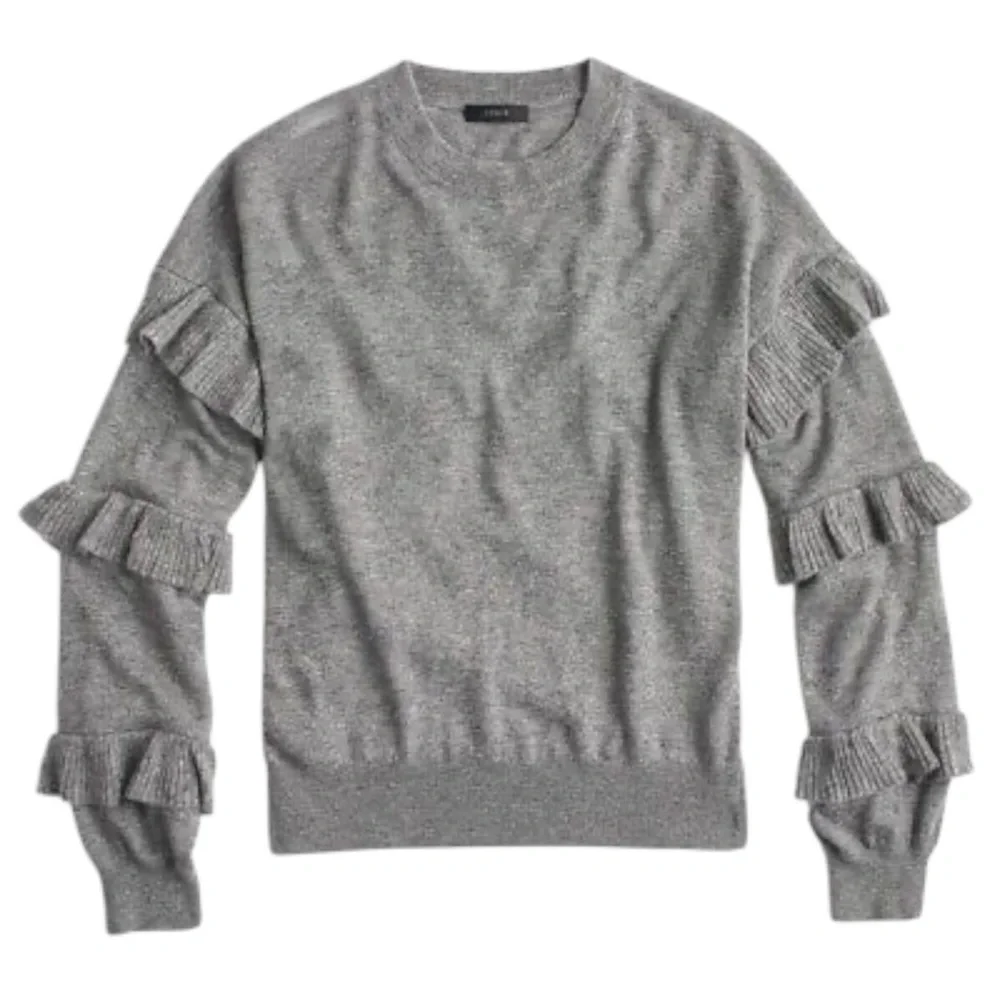 J. Crew Ruffle Sleeve Sweater in Gray